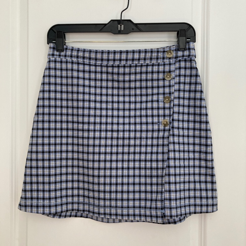 Hollister Blue and white plaid mini skirt